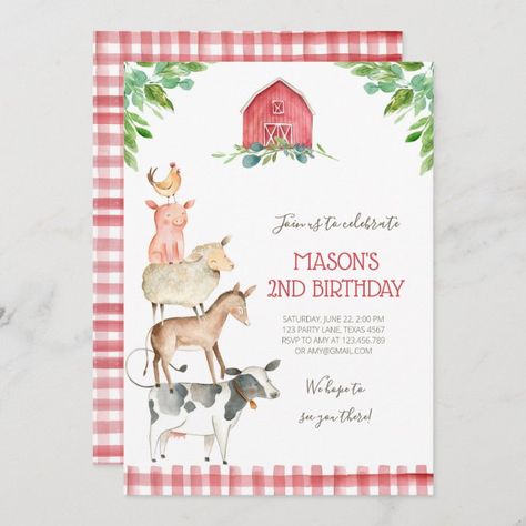 Petting Zoo Invitations, Animal Party Invitations, Apple Birthday, Farm Invitation, Farm Birthday Invitation, Old Macdonald, Animal Birthday Invitation, Farm Animal Party, Farm Animals Birthday Party