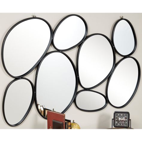 Wrought Studio Mares Oval Metal Wall Mirror & Reviews | Wayfair Mirror Collage Wall, Mirror Collage, Hallway Walls, Wall Collage Decor, Black Wall Mirror, Entryway Mirror, Oval Wall Mirror, Hanging Wall Mirror, Nails And Screws