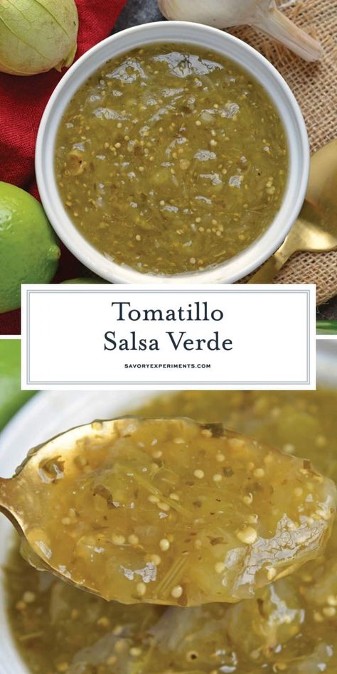 Green Salsa Recipe Tomatillos, Easy Salsa Verde Recipe, Green Salsa Recipe, Tomatillo Recipes, Tomatillo Salsa Recipe, Salsa Canning Recipes, Tomatillo Salsa Verde, Mexican Salsa Recipes, Salsa Tomatillo