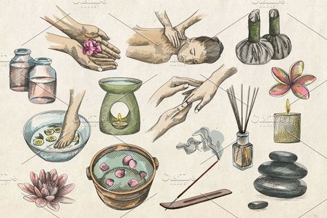 Massage Graphic, Spa Tools, Care Illustration, Hands Massage, Aroma Candles, Candle Burner, Back Massage, Spa Therapy, Wellness Massage