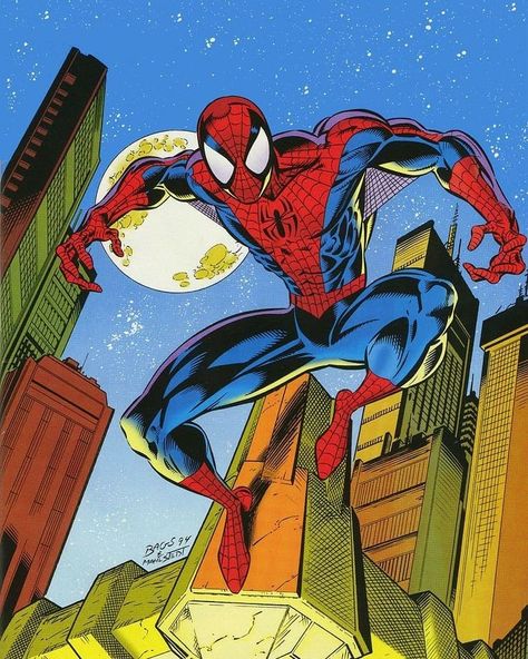 The Spectacular Web-Head 🕸️🕷️ on Instagram: “Mark Bagley's 90s Spider-Man 🔥 • • • #spiderman #marvel #comics #spiderverse #mcu #avengers #endgame #peterparker #farfromhome #tomholland…” Marvel 90s, Comic Wallpaper, Spiderman Comic Art, Mark Bagley, Image Spiderman, Spiderman Theme, Spiderman Drawing, Spiderman Art Sketch, Drawing Aesthetic