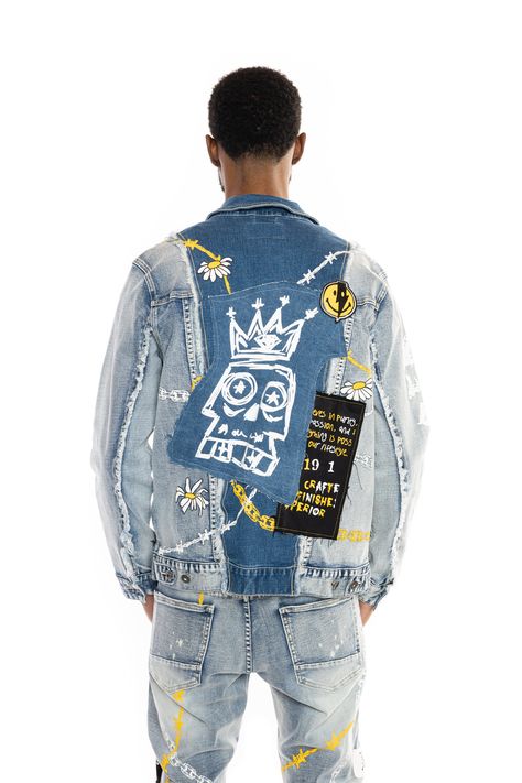 Fashion Denim Jacket, New York Streetwear, Denim Jacket Fashion, Black Men Hairstyles, Denim Branding, Logo Color, Mens Big And Tall, Big And Tall, Denim Fabric