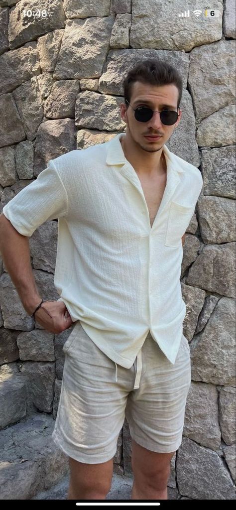 Mens Parisian Style Summer, Italian Summer Mens Outfit, Mens Summer Outfits Europe, Men Spain Outfit, Nice Outfits For Men Classy, Mens Aruba Outfits, Old Money Vacation Outfit Men, Costal Men’s Outfits, Men Fashion Vacation