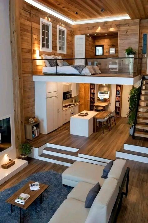 Studio Layouts, Cozy Tiny House, Tiny House Tour, Loft House Design, Loft Interior Design, Loft Interior, Tiny House Layout, Tiny House Loft, Tiny House Floor Plans