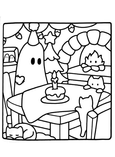 Ghost coloring pages #11 - Lil Ghosts Life Coloring Pages December, Bobbie Goods Coloring Pages Ghost, Coloring Page Kawaii, Cute And Cozy Coloring Pages, Cute Christmas Colouring Pages, Cozy Halloween Coloring Pages, Cute Halloween Colouring Pages, Cute Coloring Pages Christmas, Spooky Christmas Coloring Pages