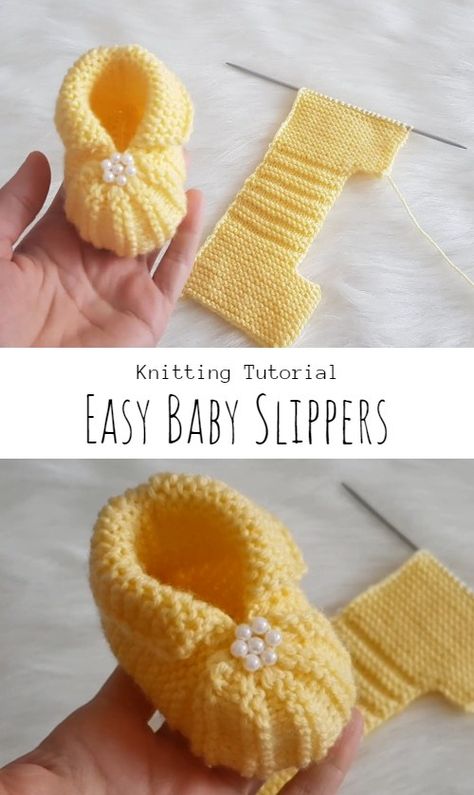 Knit Easy Baby Slippers Baby Knitting Free, Easy Baby Knitting Patterns, Knit Slippers Free Pattern, Baby Booties Free Pattern, Crochet Baby Booties Pattern, Knitted Slippers Pattern, Baby Booties Knitting Pattern, Crochet Baby Shoes Pattern, Knit Baby Booties