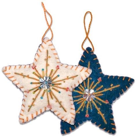 Felt Stars, Thanksgiving Decor Ideas, Felt Star, Craft Ornaments, Beautiful Stars, Star Ornaments, Felt Crafts Christmas, Christmas Felt, Embroidered Felt