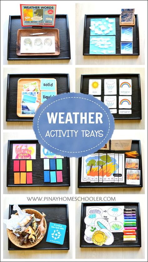 Kindergarten Weather, Weather Activities Preschool, Weather Activities For Kids, Montessori Trays, Montessori Activities Preschool, Weather Activity, Preschool Weather, Montessori Science, Weather Science