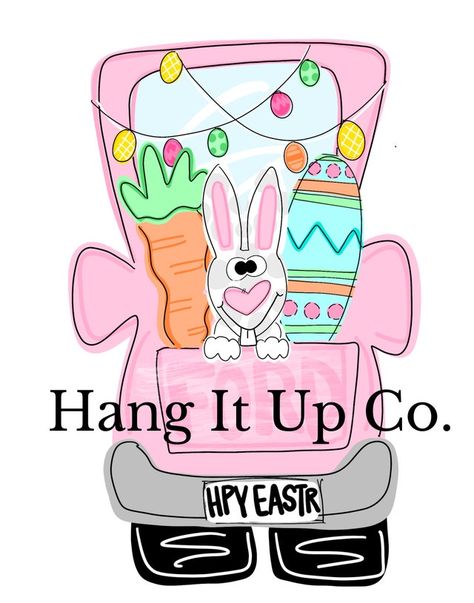 HangItUpwithAshley - Etsy Truck Template, Bunny Door Hanger, Easter Templates, Door Hanger Template, Downloadable Templates, Jig Saw, Easter Signs, Vintage Truck, Diy Door