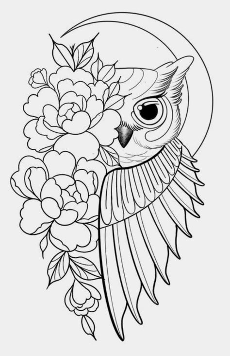 Embroidery Drawings, Owl Outline, Svg Animals, Pola Bordir, Owl Tattoo Design, صفحات التلوين, Inspiration Painting, Tattoo Stencil Outline, Owls Drawing