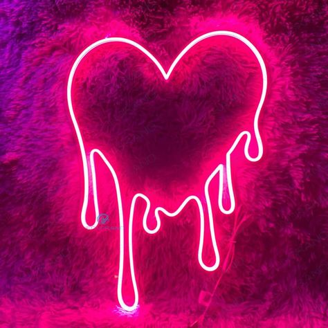 Dripping Heart Neon Sign Love Led Light The Dripping Heart Neon Sign is a breathtaking manifestation of passion and emotion that is truly a piece of art. Heart neon light will draw the attention of anyone with its bright and softly curved shape, which exudes a sense of warmth and closeness. A dripping heart neon sign is so charming and whimsical thanks to a magnificent color, which makes it the ideal complement to any house or establishment. The Dripping Heart Neon Sign is a must-have item that Pink Neon Sign Aesthetic Wallpaper, Dripping Heart Drawing, Dripping Heart Tattoo, Electric Pink Aesthetic, Neon Light Drawing, Soft Lovecore Aesthetic, Neon Signs Wallpaper, Drip Drawing, Neon Drawings