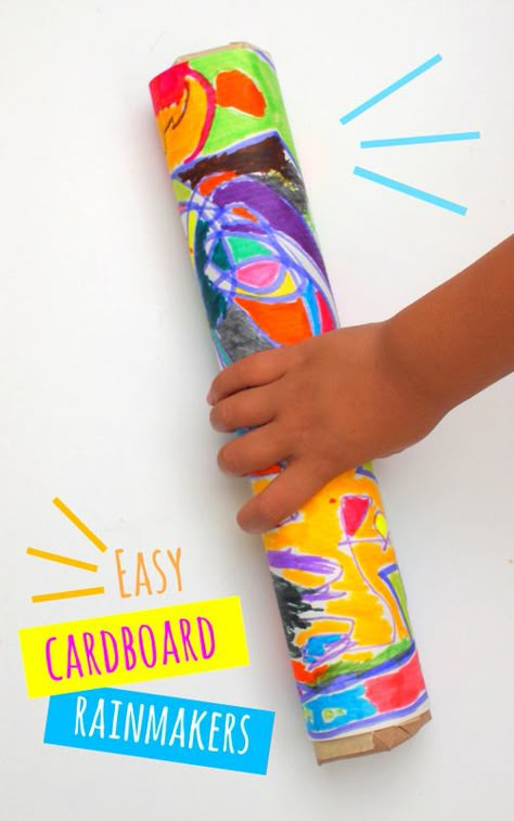 easiest cardboard rainmakers ever- great preschool craft! Preschool Weather, Rainforest Theme, Jungle Thema, Weather Crafts, Weather Theme, Preschool Craft, Summer Preschool, Preschool Music, Spring Preschool