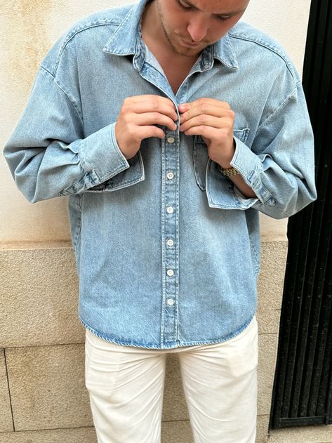 This Denim Shirt is made from 100% certified organic cotton and it has the classic, sturdy denim twill structure which makes it feel like the perfect vintage shirt. It is heavy enough to wear as an over shirt together with a Daily Tank Top or T-shirt but also light enough to wear on its own. Summer Knitwear, Djerf Avenue, Over Shirt, Sweaters And Jeans, Sweaters Knitwear, Swim Accessories, Vintage Shirt, Shop Swimwear, Hat Hairstyles