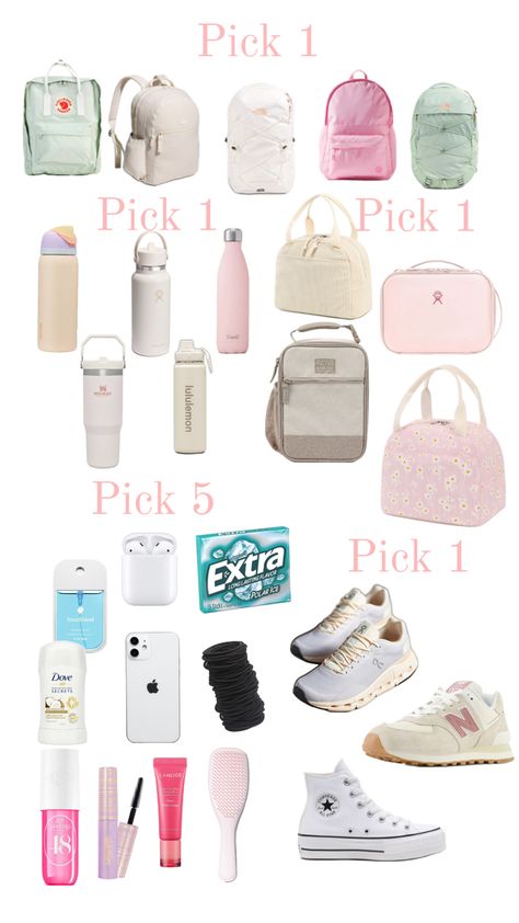 Backpack water bottle, lunch kit necessities have fun and pick what you want!!! School Necessities, Backpack Essentials, Lunch Kit, Bagpack, Mini Backpack, Future Baby, Have Fun, Baby Room, Favorite Color