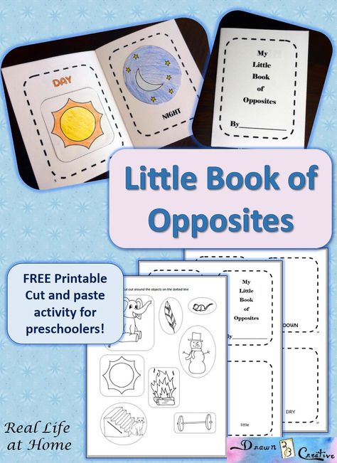 Print the cute and free "my little book of opposites" with images to color, cut, and glue! This is a perfect companion to Opposites by Sandra Boynton. Opposites Preschool, Opposites Worksheet, Preschool Literacy, Free Homeschool, Free Preschool, Tot School, Preschool Curriculum, Preschool Printables, Teaching Preschool