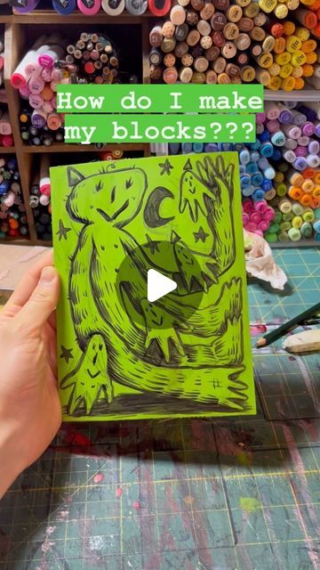 Joey Strain on Instagram: "Here’s a start to finish video on how I make and prepare my blocks for printing!!!! Drawing, carving and printing!

#reel #reelsinstagram #reels #reelsvideos #art #illustration #process #artistsoninstagram #print #printmaking #printdesign #lino #linocut #blockprint #blockprinting #popart #characterart #howto #video #printmakersofinstagram" Linocut Tutorial, Printing Drawing, Illustration Process, Mac Demarco, Carved Stamps, Hand Carved Stamps, Linoleum Block, A Start, Monoprint