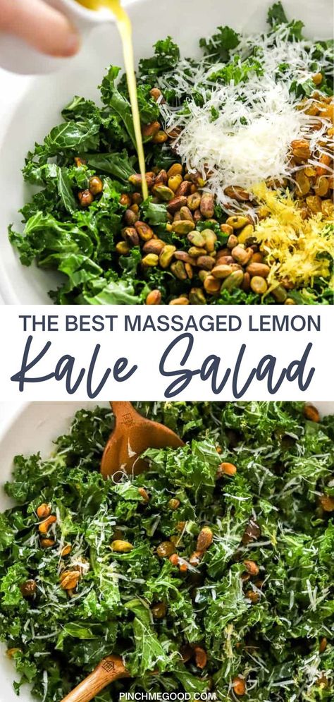 Kale Salad With Lemon Dressing, Best Kale Salad Recipe, Easy Kale Salad, Best Kale Salad, Lemon Kale Salad, Salad With Lemon Dressing, Lemon Kale, Massaged Kale Salad, Parmesan Salad