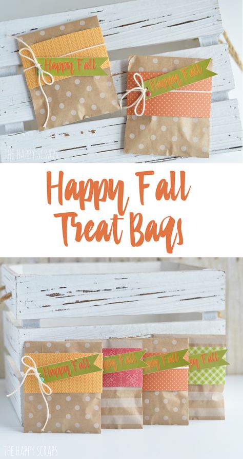 Whether you're looking for a little gift for a friend, or just want to give your kids an after school snack, this Happy Fall Treat Bag will do the trick. Happy Fall Gift Ideas, Fall Goodie Bags For Kids School, Fall Treat Bags For Adults, Fall Treat Bags For Kids, Small Fall Gifts For Friends, Fall Treat Boxes, Fall Gift Bag Ideas, Fall Treats Kids, Fall Goodie Bags For Adults