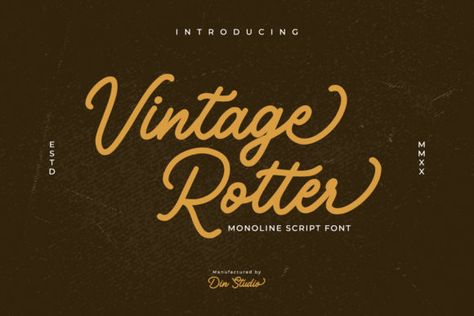 Vintage Rotter is a flowing handwritten font, described by an elegant touch, perfect for your favorite projects. Fall in love... Abc Lettering, Letter Illustration, Monoline Script, Font Vintage, Retro Label, Design Alphabet, Script Fonts Design, Writing Fonts, Alphabet Font