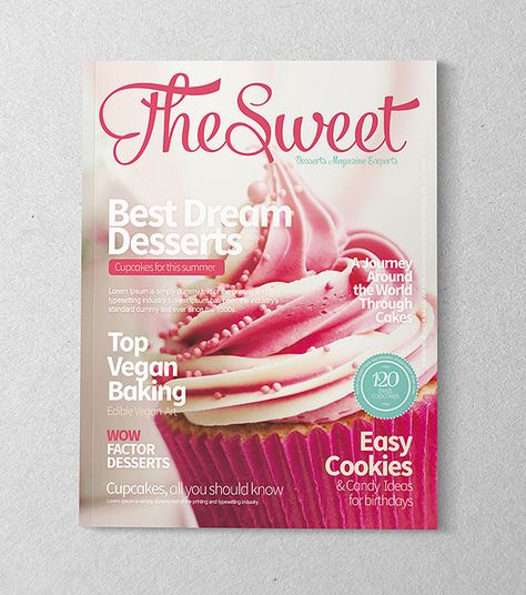 Magazine Covers on Behance Recipe Book Covers, Magazine Cover Ideas, Book Cupcakes, English Magazine, Bakery Store, Baking Book, Cake Cover, Dessert Cupcakes, Ipad Art