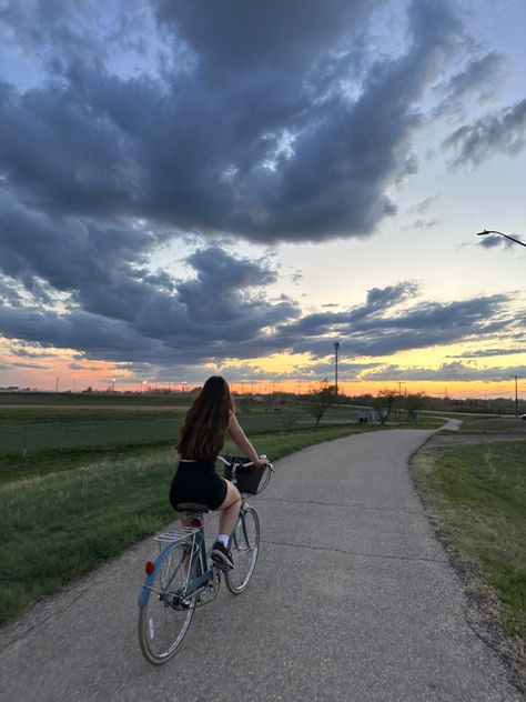 Sunset 
Bike ride
Bike
Summer 
Night Riding Bike Aesthetic, Aesthetic Bike Ride, Canada Sunset, Biking Aesthetic, Summer Bike Ride, Country Girl Aesthetic, Aesthetic Bike, Night Bike Ride, Summer Bike