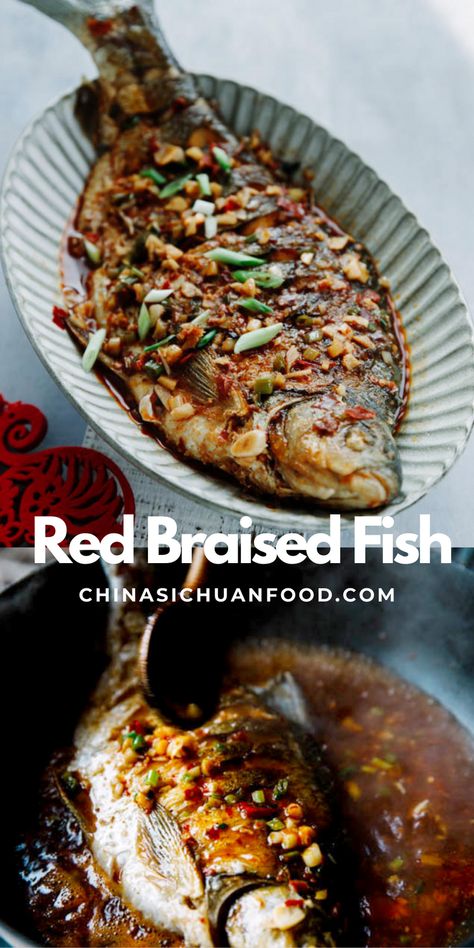 Braised Fish Chinese, Chinese Whole Fish Recipe, Chinese Fish Recipes, Braised Fish Recipe, Chinese Fish Recipe, Braised Fish, Whole Fish Recipes, Hmong Food, Fish Fillet Recipe