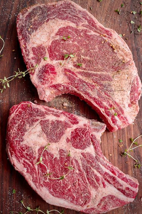 Cowboy Ribeye Steak Recipe, Bone In Rib Roast, Power Air Fryer Recipes, Air Fried Fish, Ribeye Steak Recipes, Bone In Ribeye, Rib Steak, Air Fryer Steak, Cooks Air Fryer