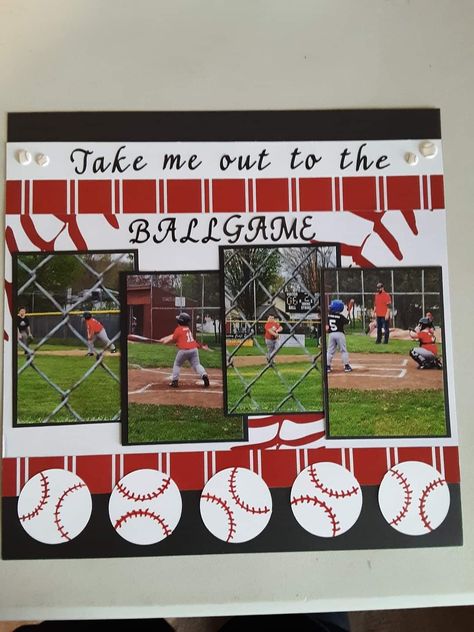 Baseball Scrapbook Layouts Ideas, Softball Scrapbook Layouts, Baseball Scrapbook Layouts, Softball Layouts, Baseball Sketch, Baseball Layouts, Basketball Scrapbook, Sports Layout, Baseball Scrapbook