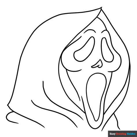 Scream Drawing Ideas Easy, Ghostface Drawing, Mask Coloring Page, Scary Halloween Coloring Pages, Skull Outline, Scary Coloring Pages, Halloween Coloring Pages For Kids, Scary Scarecrow, Scream Mask