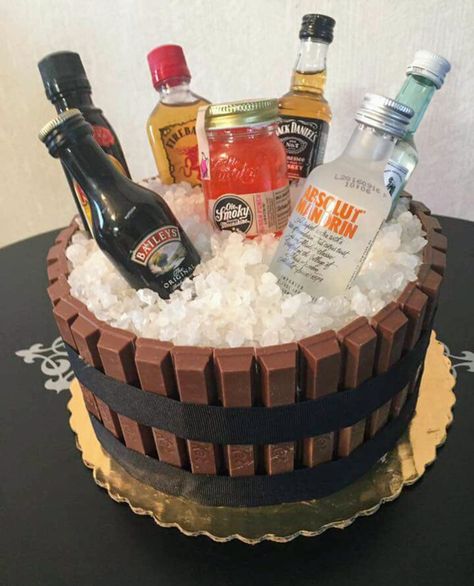 21st birthday cake for my son.  #birthdaycake Boys 18th Birthday Cake, 21st Birthday Cake For Guys, Alcohol Birthday Cake, 21st Bday Cake, 19th Birthday Cakes, Guys 21st Birthday, Alcohol Cake, 25th Birthday Cakes, 18th Cake