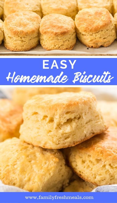 Easy Homemade Biscuits #familyfreshmeals #homemade #biscuits #easyrecipe #bread #southernfood #breakfast via @familyfresh Dinner Biscuits, Simple Biscuits, Gravy Chicken, Easy Homemade Biscuits, Homemade Biscuits Recipe, Easy Biscuit Recipe, Biscuit Bread, Biscuit Rolls, Biscuits Easy