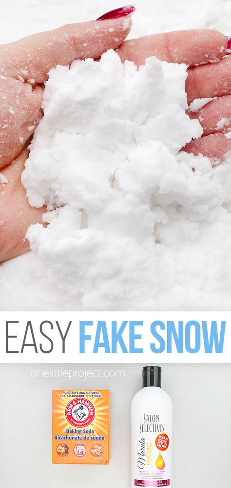 This fake snow is SO FUN to play with and both kids and adults will love how easy it is to make. You only need 2 simple ingredients! It's such a great sensory craft, perfect for Christmas and winter. You can even roll it into snowballs and make your own snowman! Recipe For Fake Snow, Fake Snow Recipe, Make Fake Snow, Snow Recipe, Snow Crafts, Kids Sensory Play, 2 Ingredient Recipes, Conditioner Recipe, Instant Snow