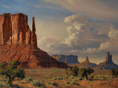 "The American Southwest" 30x40 oil - permanant collection Booth Museum Southwest Art Paintings, Desert Landscape Painting, Landscapes Beautiful, Western Artwork, Western Landscape, Southwestern Art, Animals And Birds, West Art, Desert Art