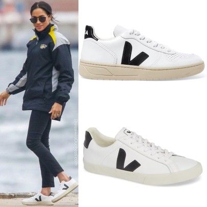 Meghan Markle wearing Veja V-10 White and Black Sneakers #ltkshoecrush http://liketk.it/2IKtn #liketkit @liketoknow.it Veja Sneakers Meghan Markle, Veja Trainers Women Outfits Winter, Meghan Markle Veja Sneakers, Meghan Markle Sneakers, Styling Veja Sneakers, Veja V10 Outfit Women, Veja Shoes Outfit Women, Veja Sneakers Outfit Women, Veja Outfits