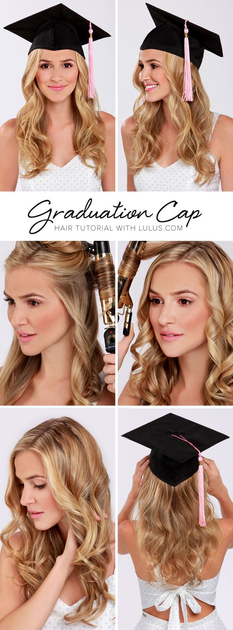 Keep your hair perfectly in place with our LuLu*s How-To: Graduation Cap Hair Tutorial Graduation Cap Hair, Hair Graduation, Graduation Hairstyle, Graduation Hairstyles With Cap, Cap Hairstyles, Teknik Makeup, Loose Ponytail, Natural Hairstyle, Graduation Hairstyles