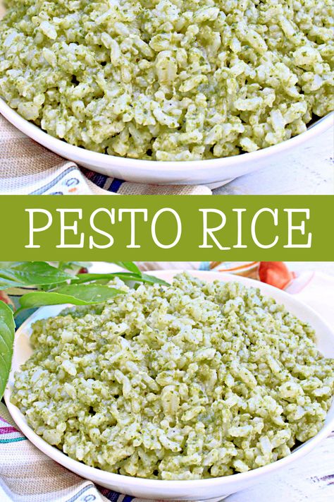 Pesto Rice Recipes, Pesto Rice, Healthy Pesto, Rice Recipes Vegan, Grilled Cauliflower, Jo Cooks, Creamy Rice, Easy Rice Recipes, My Therapist