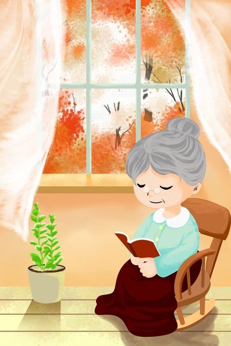 Old Lady Illustration, Grandma Drawing, Rest Illustration, Grandma Illustration, Reading Cartoon, Grandparents Day Crafts, Diy Gift For Bff, Art Beat, Man Illustration