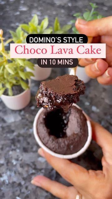 Dhruvi Jain on Instagram: "✨Love Choco - Lava cake? Make it in 10 mins and you’ll not miss Domino’s again💕 #chocolava #chocolavacake #dominosstyle #resturantstyle #eggless #egglessbaking #egglesschocolavacake #trendingnow #reelkarofeelkaro #reelvideo" Lava Cake Recipe Eggless, Eggless Chocolate Lava Cake, Eggless Lava Cake, Eggless Choco Lava Cake, Choco Lava Cake Recipe Eggless, How To Make Choco Lava Cake, Best Chocolate Lava Cake Recipe, Chocolate Cake Mix Desserts, Lava Cake Recipe Easy