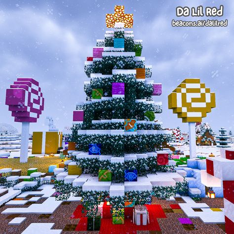 Merry Christmas everyone❄️ I hope you're have a wonderful holiday season! I'm building a cozy Christmas series on YouTube & I love how our Christmas Town Square & Present Portal build turned out ❄️⁠⁠ ⁠ #dalilred #minecraft #dalilredminecraft #dalilredletsplay #minecraftbuilder #minecraftbuilds #minecrafter #cozyminecraft #dalilredcozy #letsplay #redswinterworld #redsworld #dalilredsworld #minecraftchristmasbuilds #minecraftchristmas #minecraftwinter #dalilredchristmas #dalilredwinter Winter Lodge Minecraft, Minecraft Christmas Tree Tutorial, Holiday Minecraft Builds, Minecraft Present Build, Christmas Banners Minecraft, Minecraft Christmas Village Ideas, Minecraft Santa Sleigh, Christmas Decor Minecraft, Christmas Town Minecraft