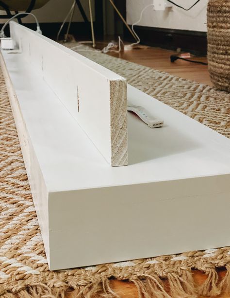 DIY Floating Media Shelf - Francois et Moi Floating Tv Mantle, Diy Floating Wall, Ikea Tv Wall Unit, Floating Media Shelf, Floating Media Console, Media Shelves, Shelf Ikea, Floating Tv Console, Floating Tv Shelf