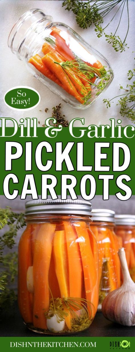 Small batch preserving these Pickled Carrots is easier than you think. Grow your own or buy carrots in season, then pickle them with dill and garlic for a dillicious treat! #pickledcarrots #preserving Pickled Dill Carrots, Dill Pickled Carrots Recipe, How To Pickle Carrots Canning Recipes, Canned Spicy Pickled Carrots, Best Pickled Carrots Recipe, Dilled Carrots Pickled, Canned Pickled Carrots Recipe, Spicy Pickled Carrots Canning, Dill Carrots Recipe