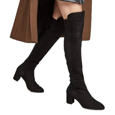 An Effortlessly Chic Suede Just-Over-The-Knee Boot With A Back Stretch Panel For The Perfect Fit. - Back Stretch Panel - Pull-On Style - Block Heel - Approx. 20.5" - 22" Shaft Height, 14" Circumference - Appro. 2.5" Heel Suede And Textile Upper, Leather And Textile Lining, Man Made Sole Olive Boots, Black Flat Boots, Elegant Boots, Black High Boots, Womens Riding Boots, Thigh High Boots Heels, Suede Boots Knee High, Black Suede Boots, How To Stretch Boots