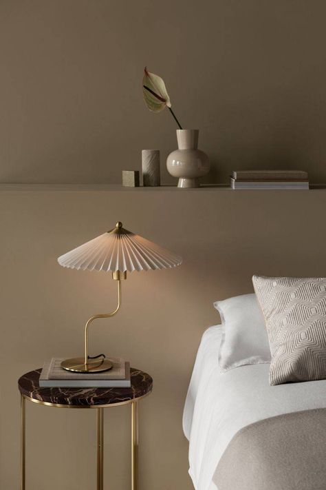 H&M's Wavy Pleated Lamp Is Finally Back in Stock | Who What Wear UK Villa Lighting, Design Ložnic, Round Table Lamp, Hm Home, Lamp Gold, Minimalist Tables, Gold Table Lamp, 아파트 인테리어, H&m Home