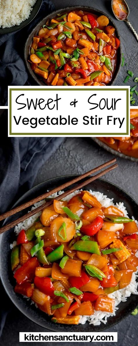 Chinese Vegetable Stir Fry, Sweet And Sour Vegetables, Easy Vegetable Stir Fry, Chicken Vegetable Stir Fry, Veggie Stir Fry Recipes, Sweet And Sour Recipes, Chestnut Recipes, Vegetable Stir Fry Recipe, Vegetarian Stir Fry