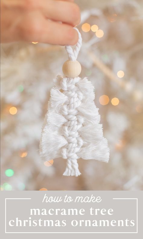 These woven Christmas trees make lovely decor, present toppers, or gifts. Click to learn how to make macrame Christmas ornaments. They're easy to make and look beautiful as holiday decor. Macrame Christmas Trees, Diy Christmas Crafts To Sell, Macrame Christmas Ornaments, Boho Christmas Decor, Easy Christmas Ornaments, Christmas Crafts To Sell, Diy Christmas Ornaments Easy, Macrame Christmas, Christmas Crafts For Adults