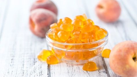 How To Make Gummies, Peach Gummies, Gelatin Gummies, Delta 8 Gummies, Healthy Gummies, Herb Salmon, Homemade Gummies, Blueberry Jelly, Orange And Almond Cake