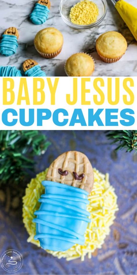 Cupcakes For Christmas, Jesus Birthday Cake, Church Snacks, Happy Birthday Jesus Cake, Happy Birthday Jesus Christmas, Happy Birthday Jesus Party, Jesus Birthday Party, December Preschool, Church Christmas Party