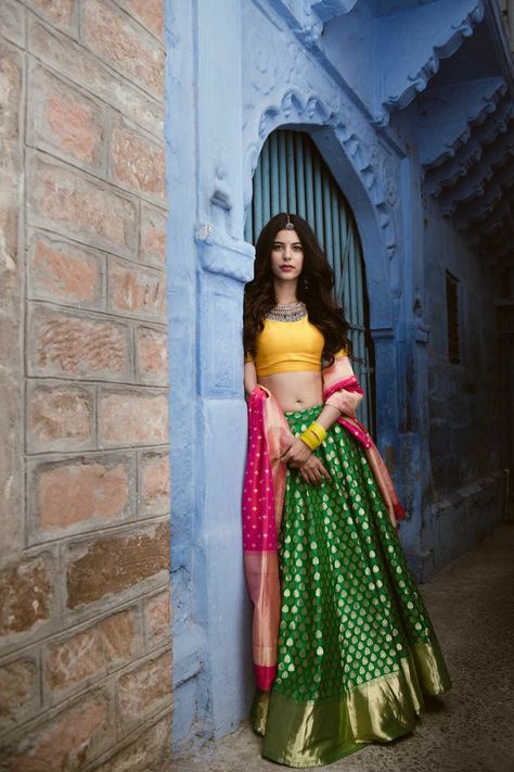 Shreya Kashyap- She is a 21 year old mass communication student. She… #romance #Romance #amreading #books #wattpad Lehenga Color Combinations, Orang India, Silk Lehengas, Pengantin India, Mehendi Outfits, Yellow Lehenga, Indian Outfits Lehenga, Lehnga Dress, Gaun Fashion