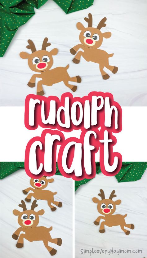 This Rudolph the Red Nosed Reindeer craft is a fun and easy Christmas activity that's great for young children. Download the free printable template and make with kids at home or at school! Reindeer Craft With Picture, Reindeer Template Free Printable, Sped Activities, Christmas Crafts Kids Ornaments, Reindeer Craft For Kids, Rudolph Crafts, Reindeer Printable, Reindeer Diy, Chrismas Crafts