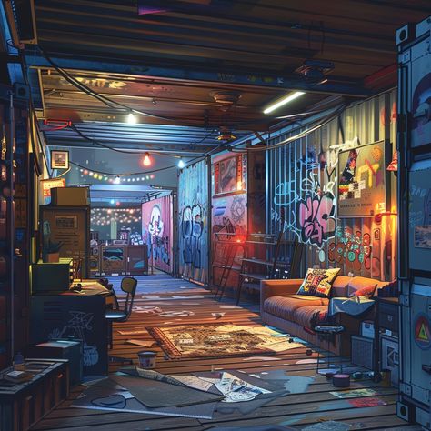 Dystopian House Concept Art, Dystopian City Art, Cyberpunk Set Design, Dystopian Interior, Dystopian Room, Dystopian Cyberpunk Aesthetic, Dystopian Apartment, Cyberpunk House Interior, Dark Cyberpunk Aesthetic